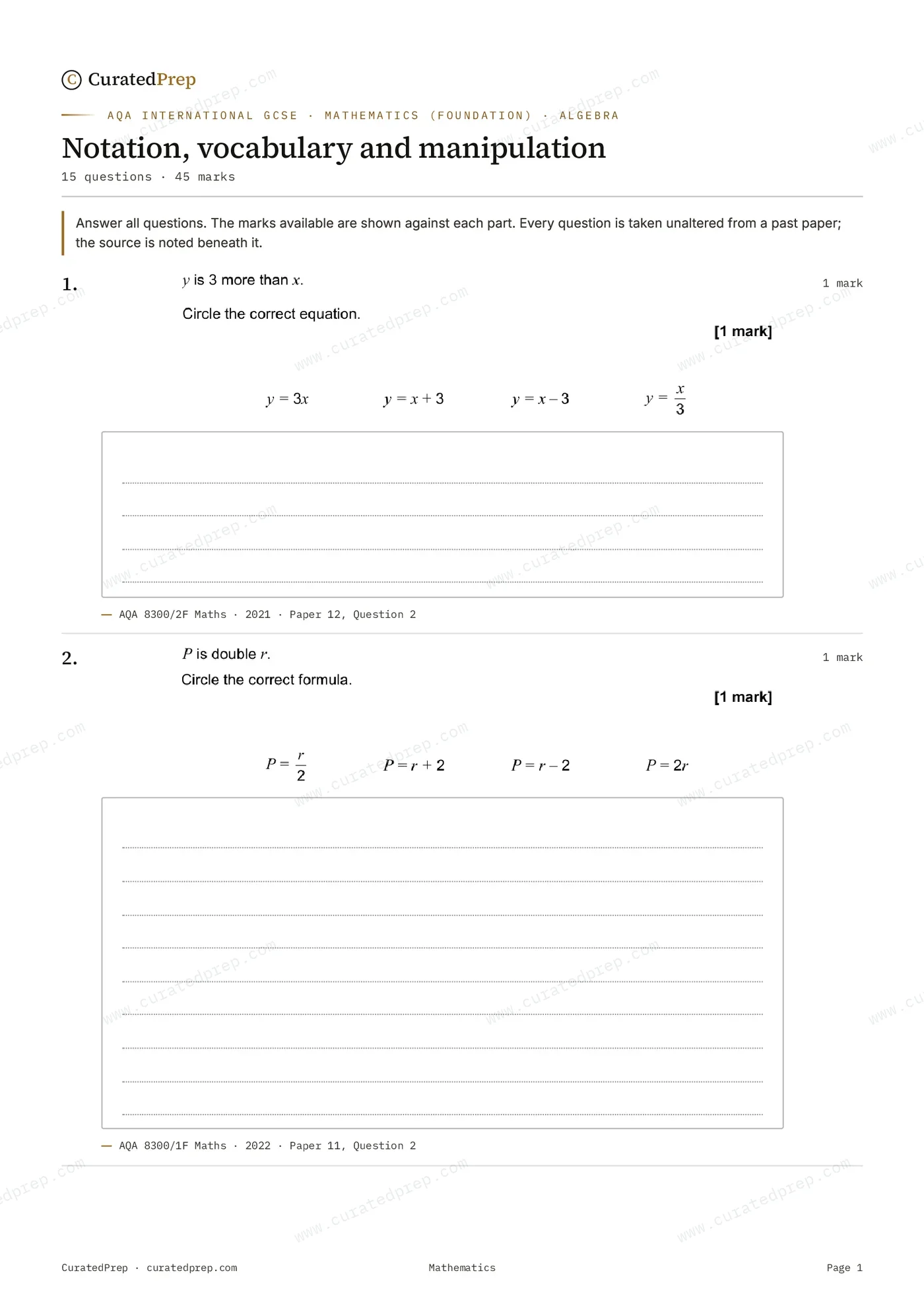 Worksheet, page 1
