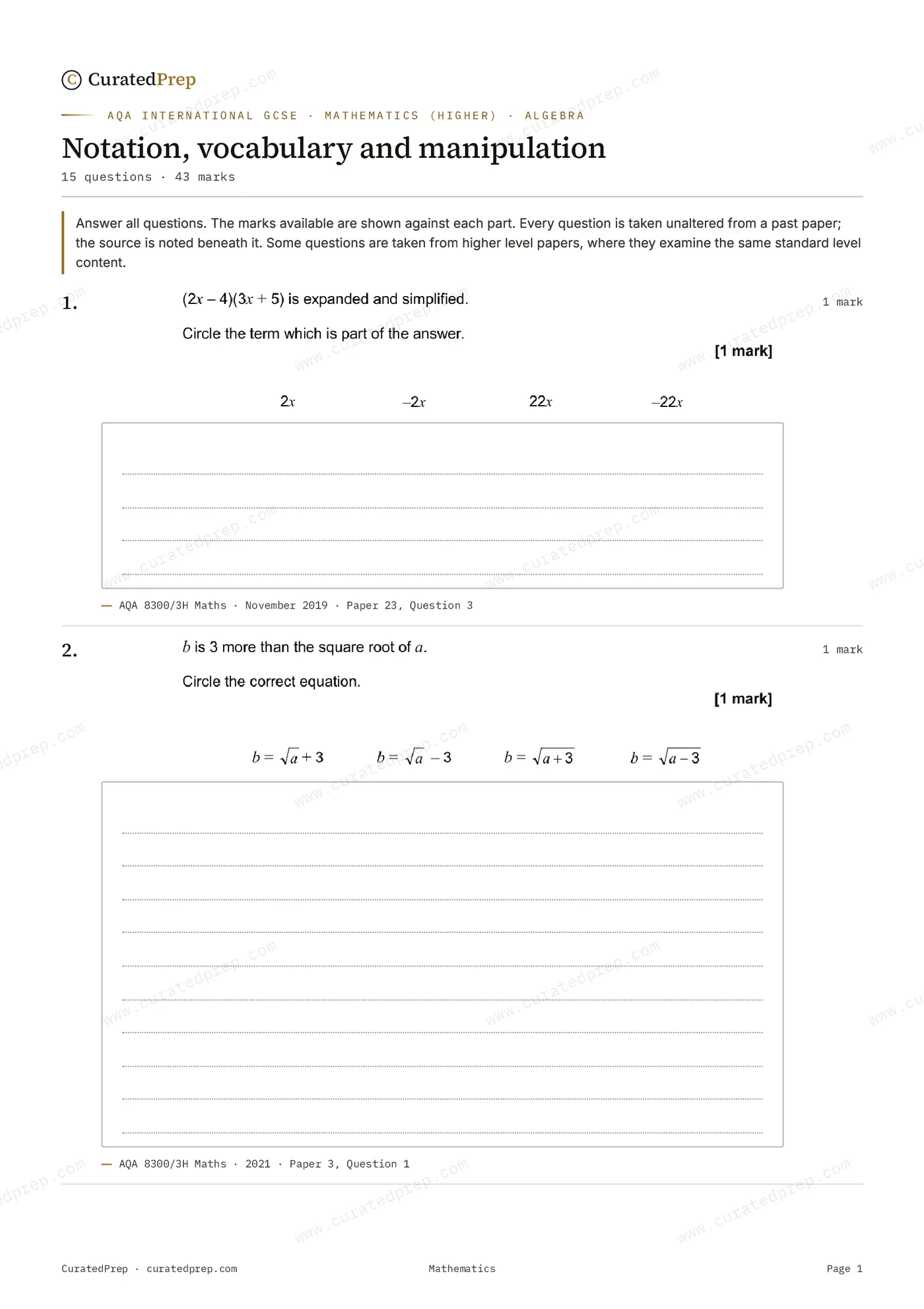 Worksheet, page 1