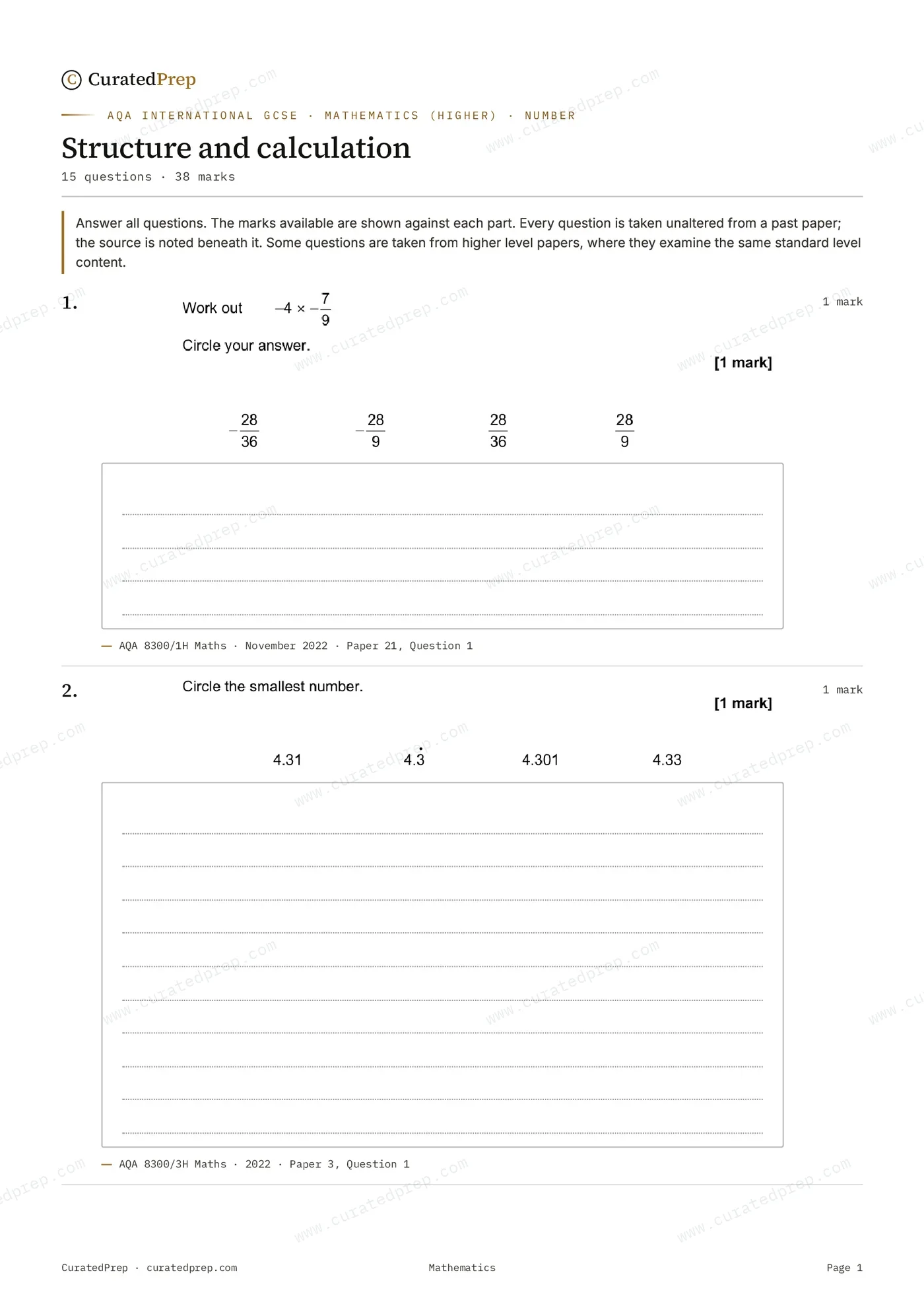 Worksheet, page 1